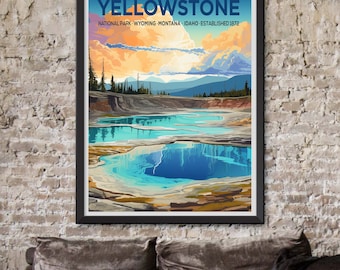 Yellowstone National Park Poster - Adventure Art - Nature Lover Gift - National Park Print - Yellowstone Travel Poster