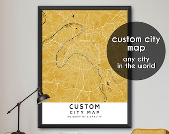 Custom City Map Print: Vintage Style Personalized Art
