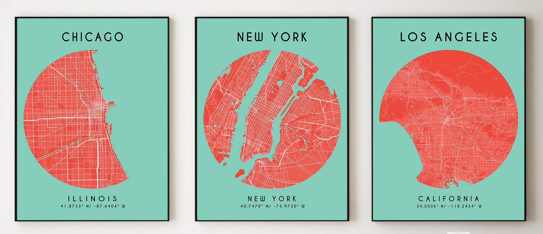Personalized Map Print Set of 3 Map Prints Custom Map | Etsy