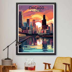 Chicago Skyline Art Print: Illinois Cityscape Illustration