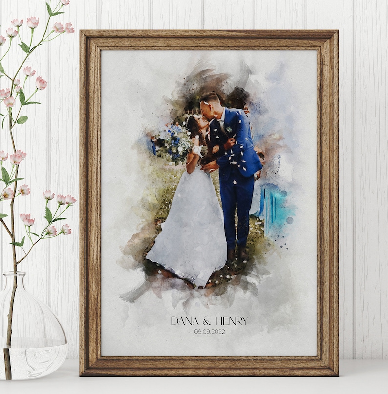 Watercolor Couple Portrait, Wedding Portrait, Custom Wedding Portrait, Watercolor Portrait, Wedding Gift