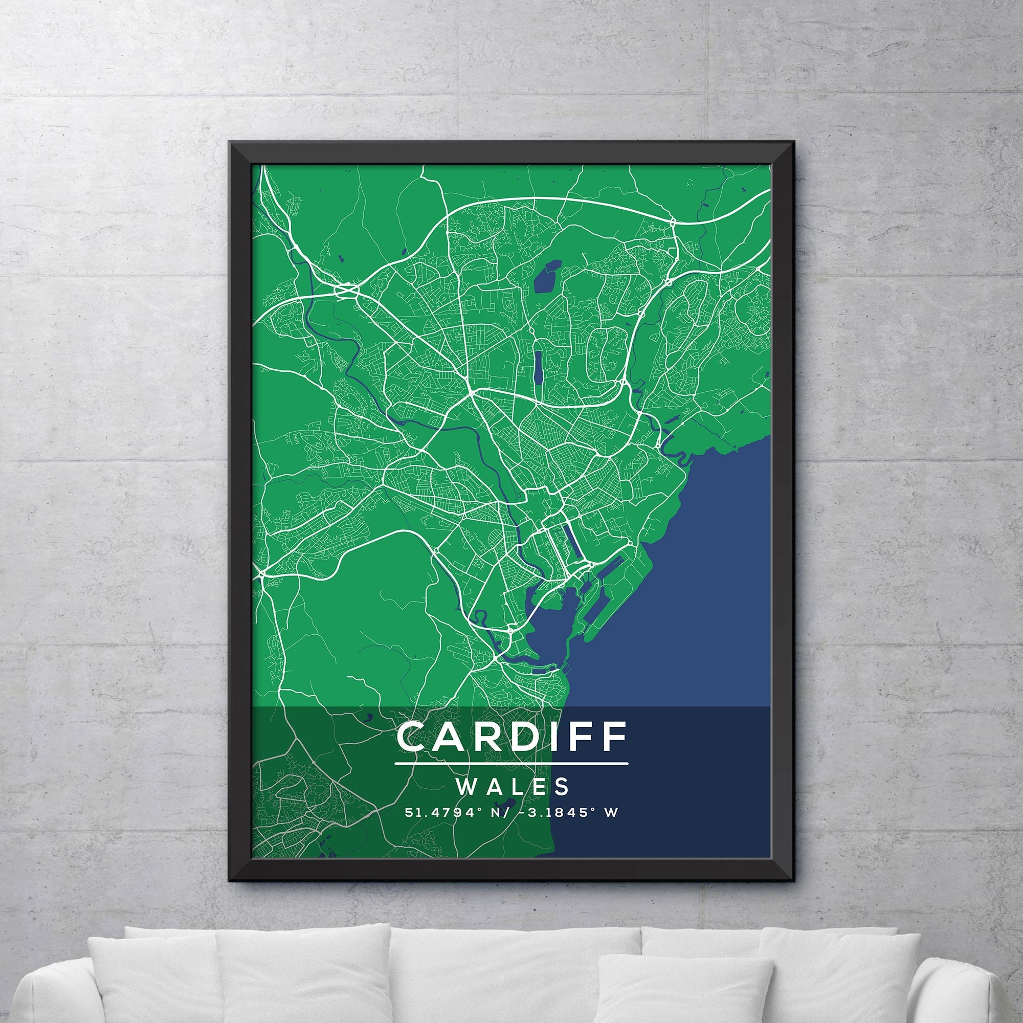 Cardiff Map Print Cardiff City Poster Vintage City Map Etsy