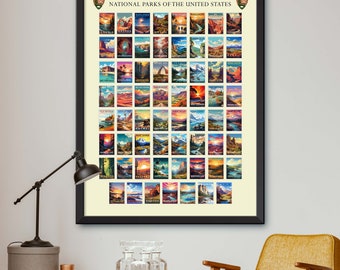 US National Parks Poster - US National Parks Print - 63 US National Parks  Poster