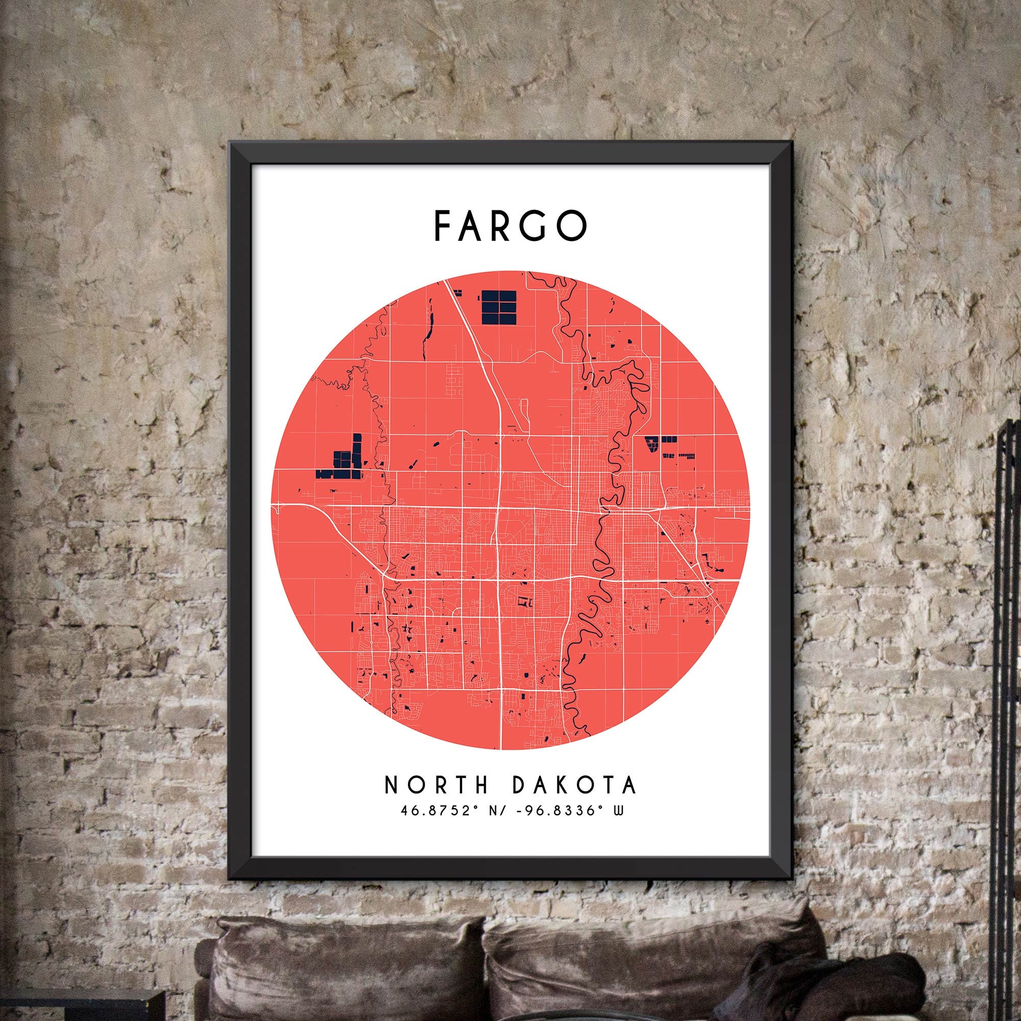 Fargo Karte Fargo Karte Druck Fargo Stadt Poster Vintage | Etsy