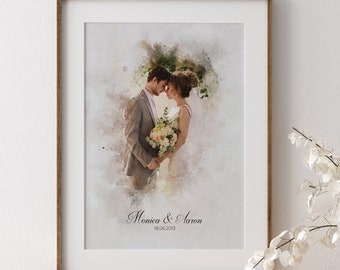 Couple Portrait, Wedding Portrait, Custom Watercolor Portrait, Wedding Gift, Valentines Day Gift