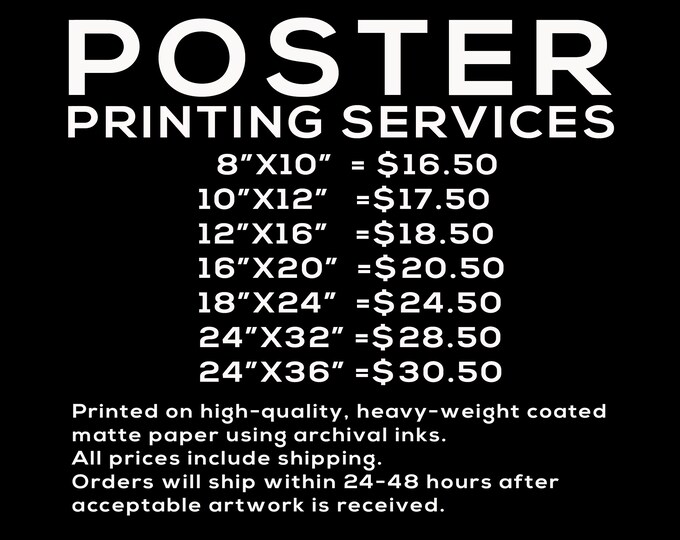 Custom Poster Custom Printing Services Fulfillment Services - Etsy