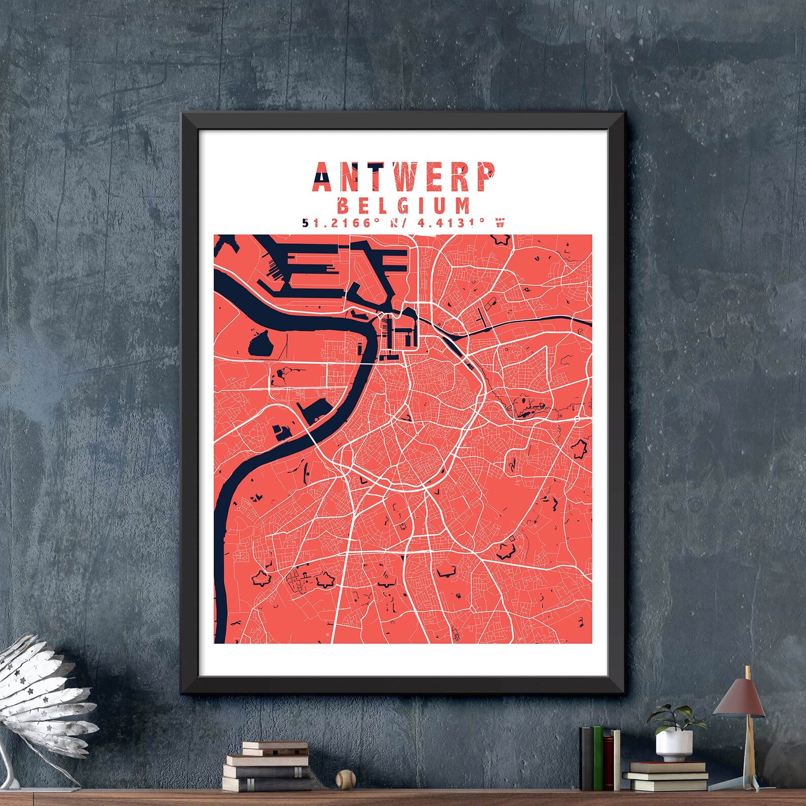 Antwerp Map Print Antwerp City Poster Vintage City Map Etsy