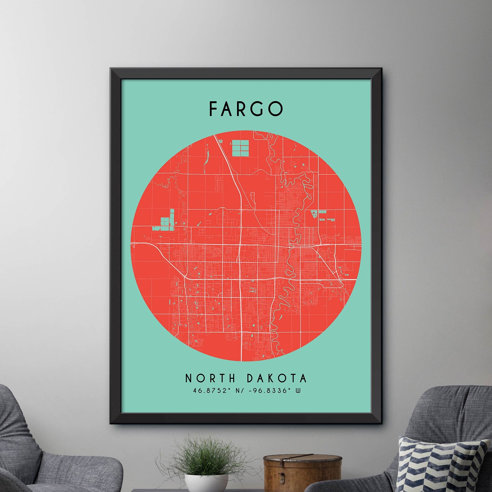 Map of Fargo Fargo Map Print Fargo City Poster Vintage City Etsy