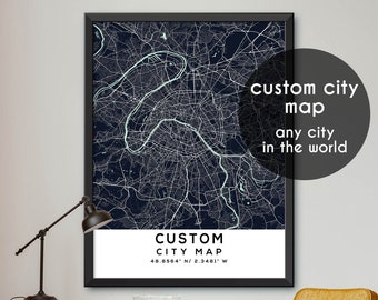 Custom Vintage City Map Print: Personalized Map Poster