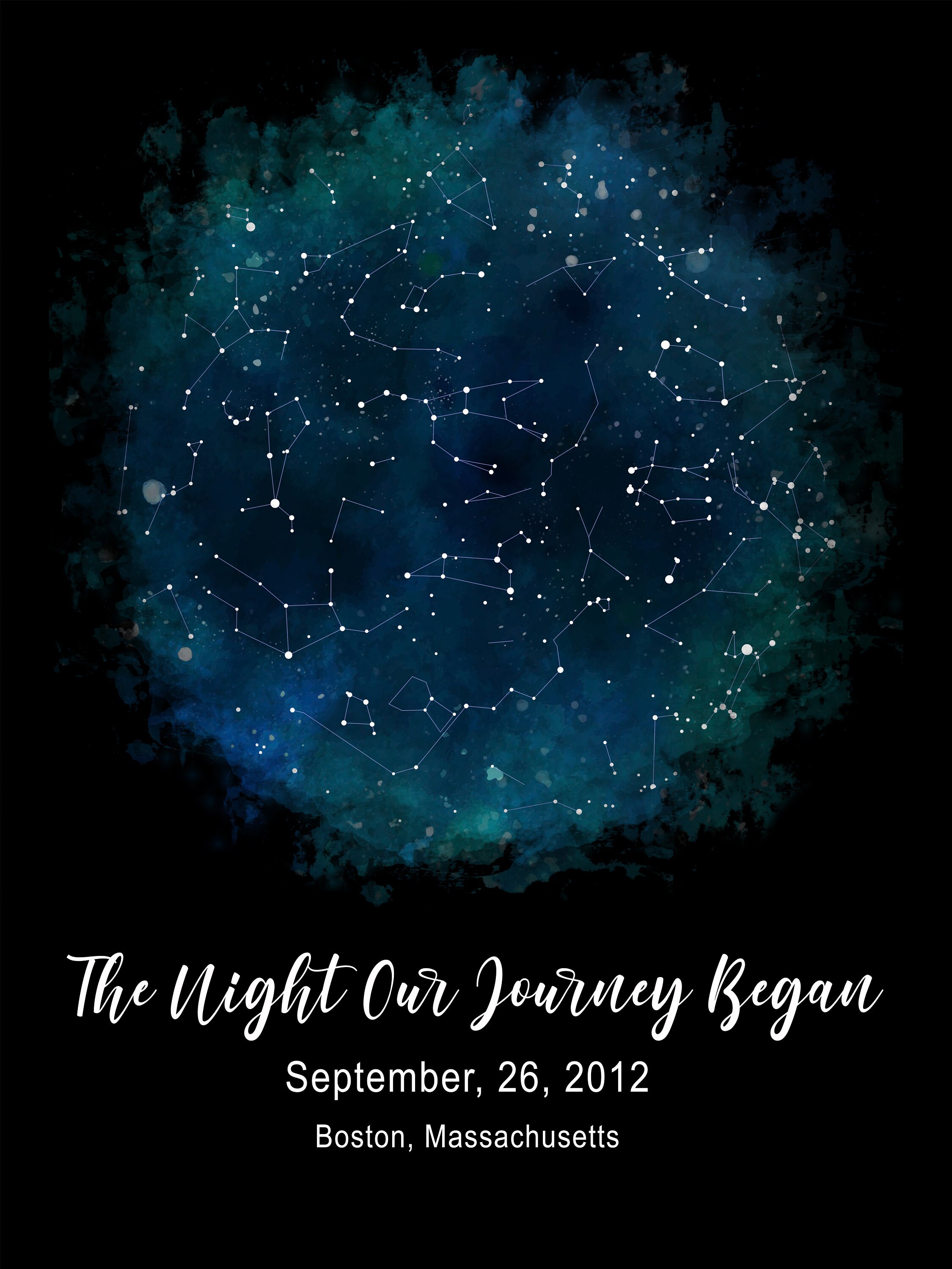 Custom Star Map Print the Day We Met Anniversary Gift Night Etsy