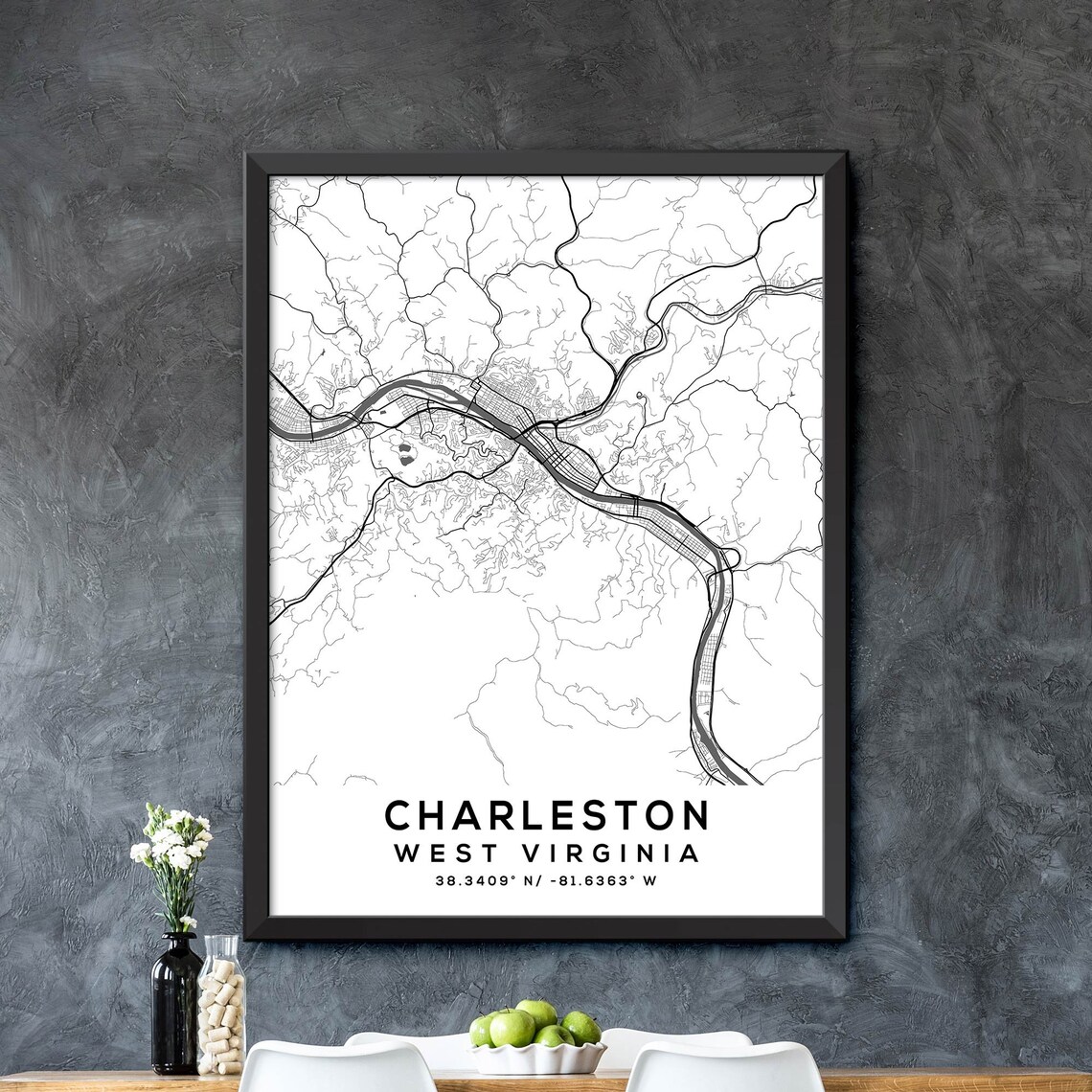 Charleston Map Print Charleston City Poster Vintage City | Etsy