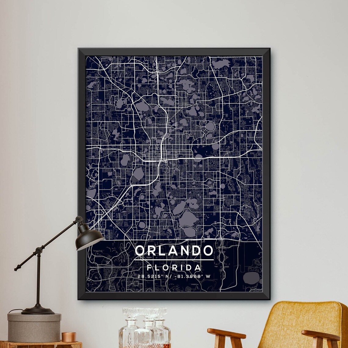 Map of Orlando Florida Orlando Map Print Orlando City | Etsy