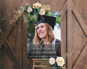 Personalized Graduation Yard Sign with Photo | Custom Class of 2026 Welcome Party Banner