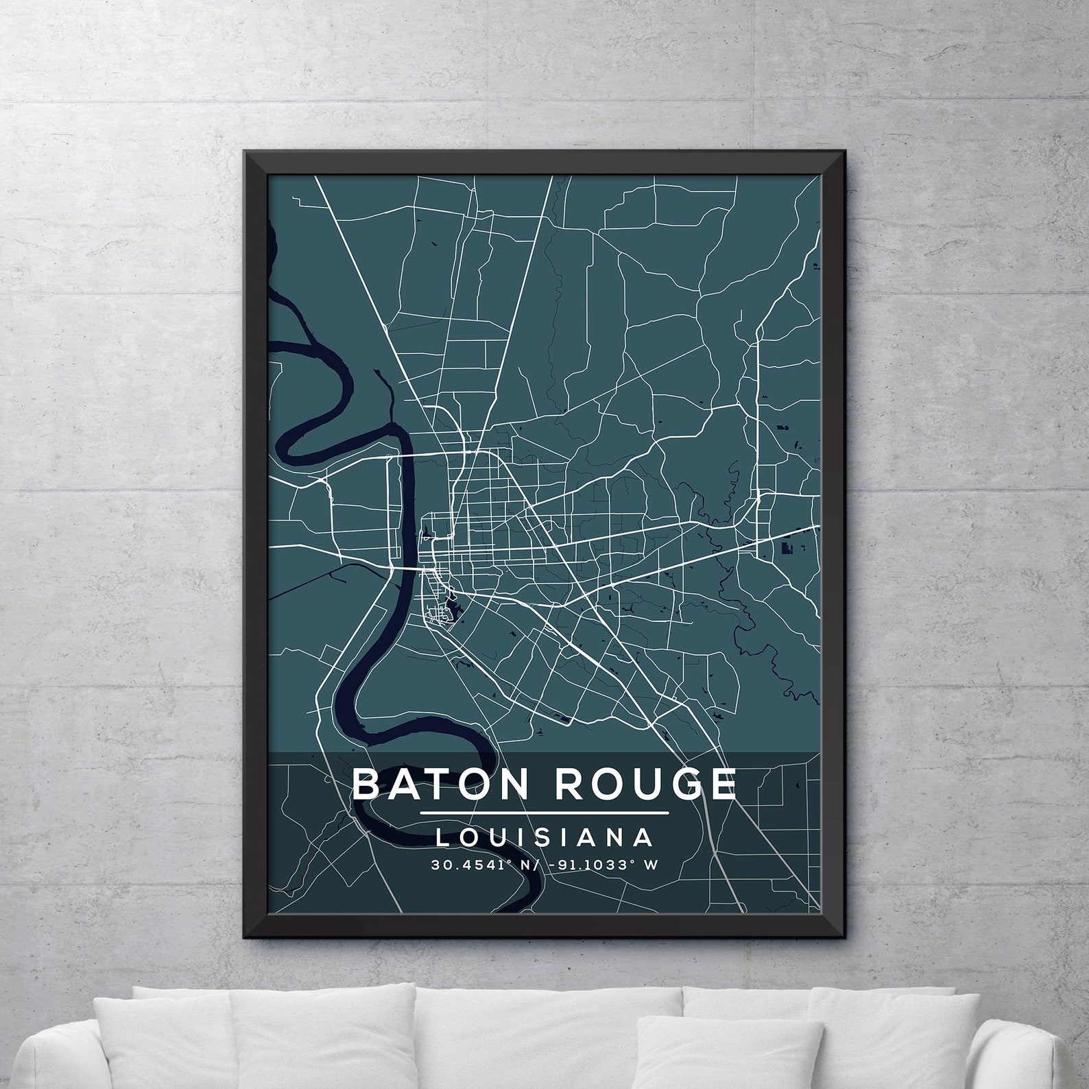 Baton Rouge Map Print Baton Rouge City Poster Vintage City | Etsy