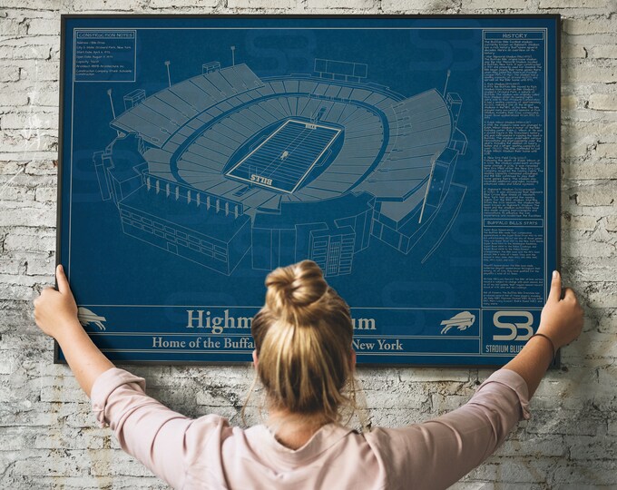 Print of Vintage Ralph Wilson Stadium Seating Chart Seating Chart on