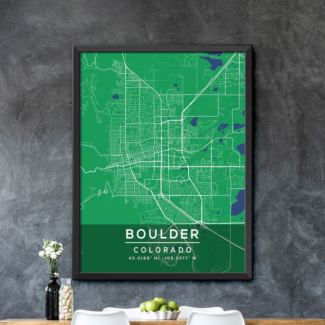 Boulder Map Print Boulder City Poster Vintage City Map Etsy