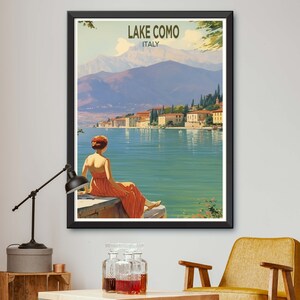 Lake Como Italy Art Print: Vintage Travel Illustration