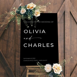 Elegant Black Personalized Wedding Welcome Print - Custom Decor Sign for Ceremony & Reception
