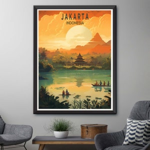 Jakarta Indonesia Skyline Illustration Print: Vibrant Cityscape Art