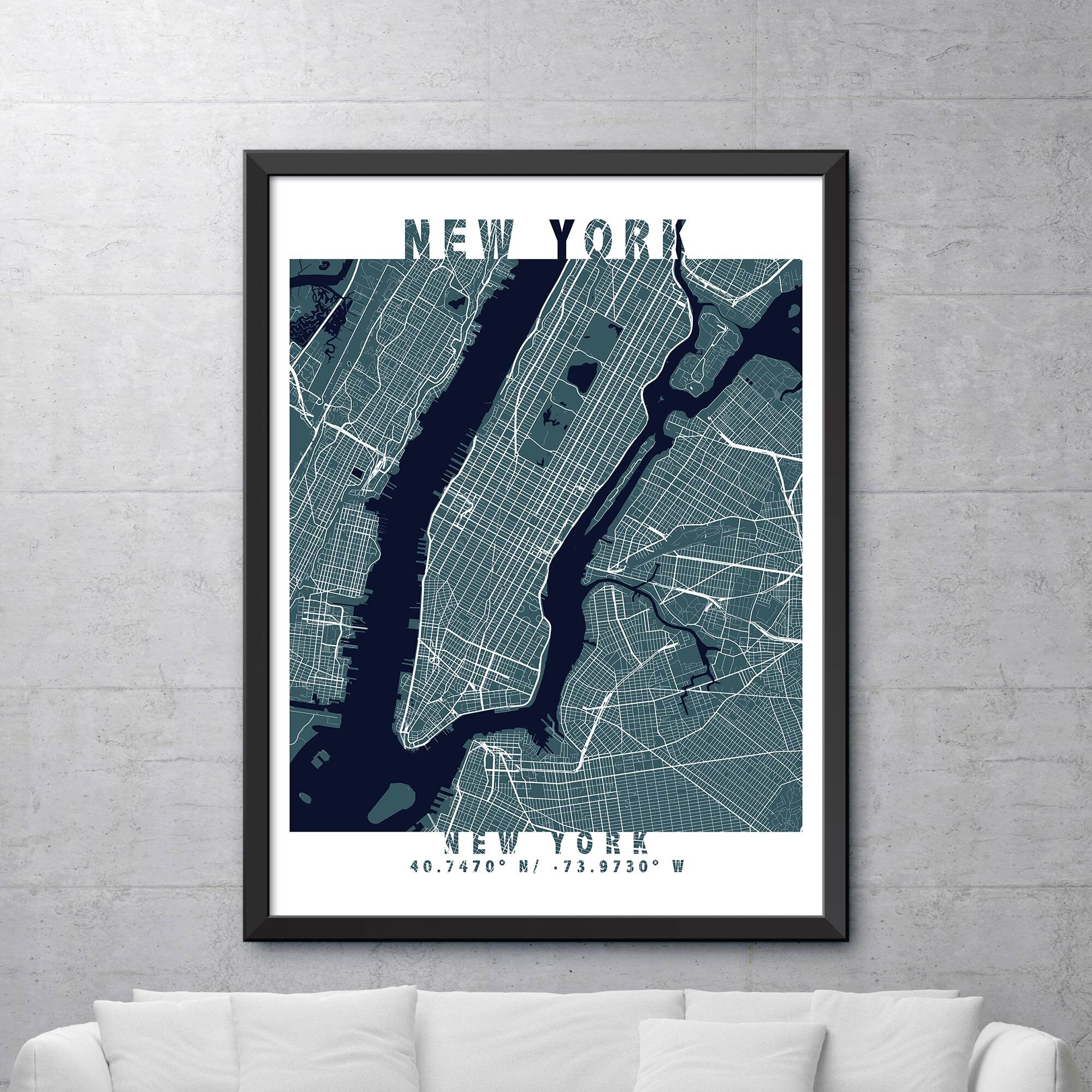 Map of New York New York Map Print New York City Poster | Etsy