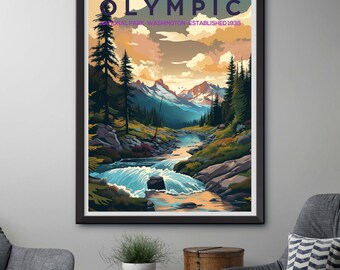 Olympic National Park Washington Wilderness Landscape Print - Hiking Nature Travel Gift Wall Art Poster