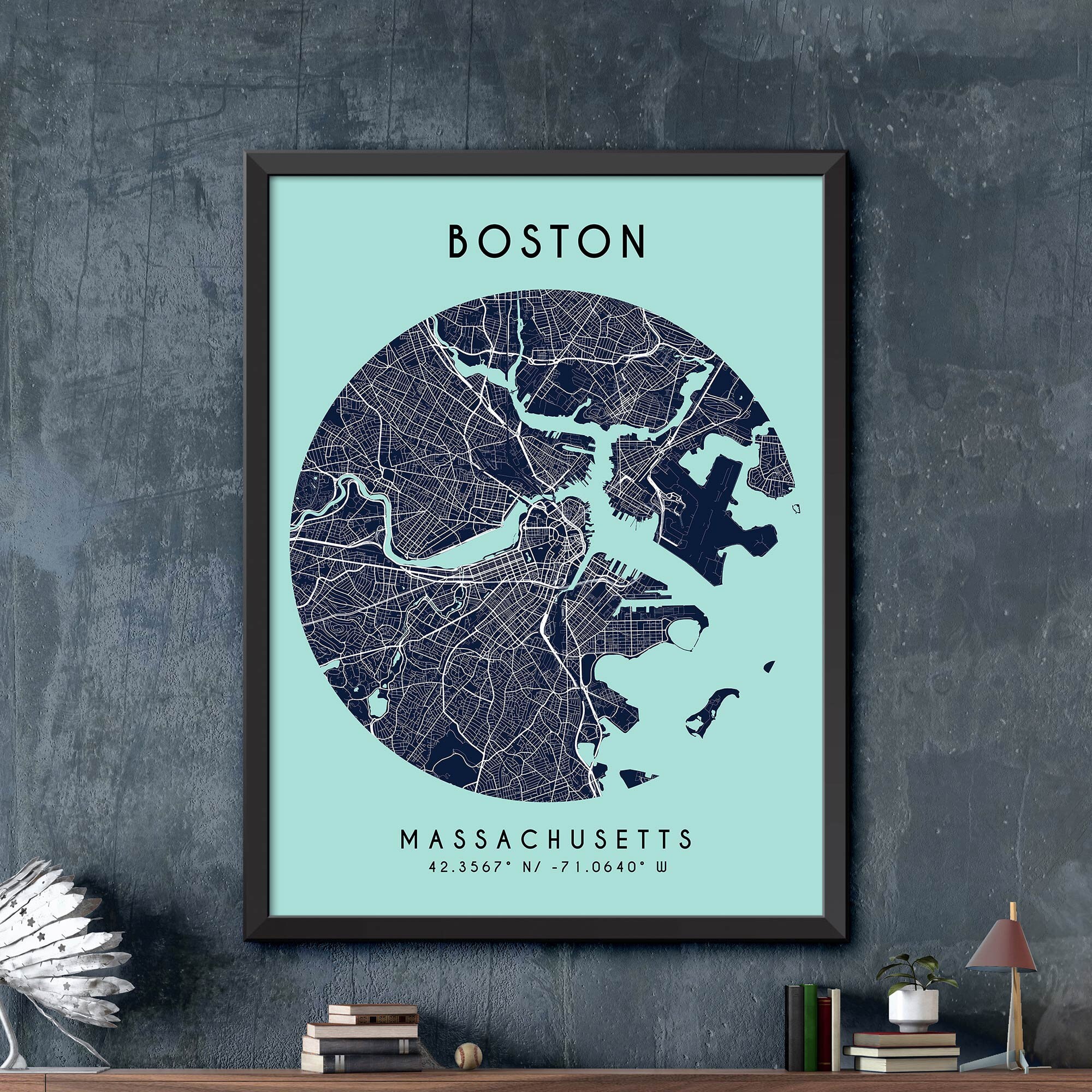 Boston Map Print Boston City Poster Vintage City Map Boston | Etsy