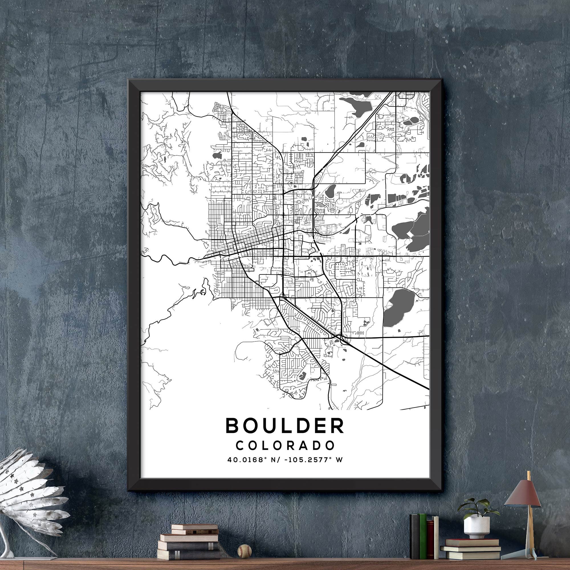 Boulder Map Print Boulder City Poster Vintage City Map Etsy