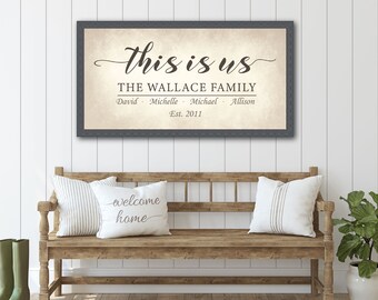 Personalized This is Us Family Name Sign | Rustic Framed Canvas