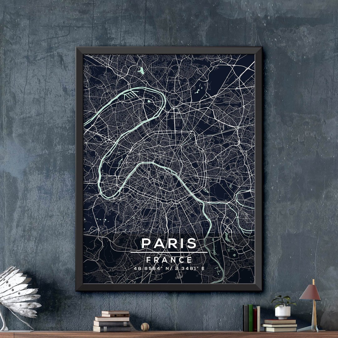 Vintage Paris City Map Print: Rustic France Wall Art - Etsy