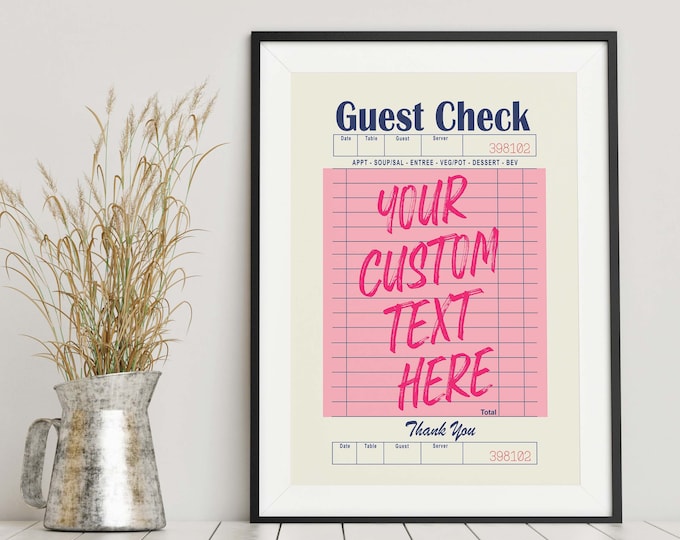 Personalized Guest Check Print: Dorm Room Wall Art