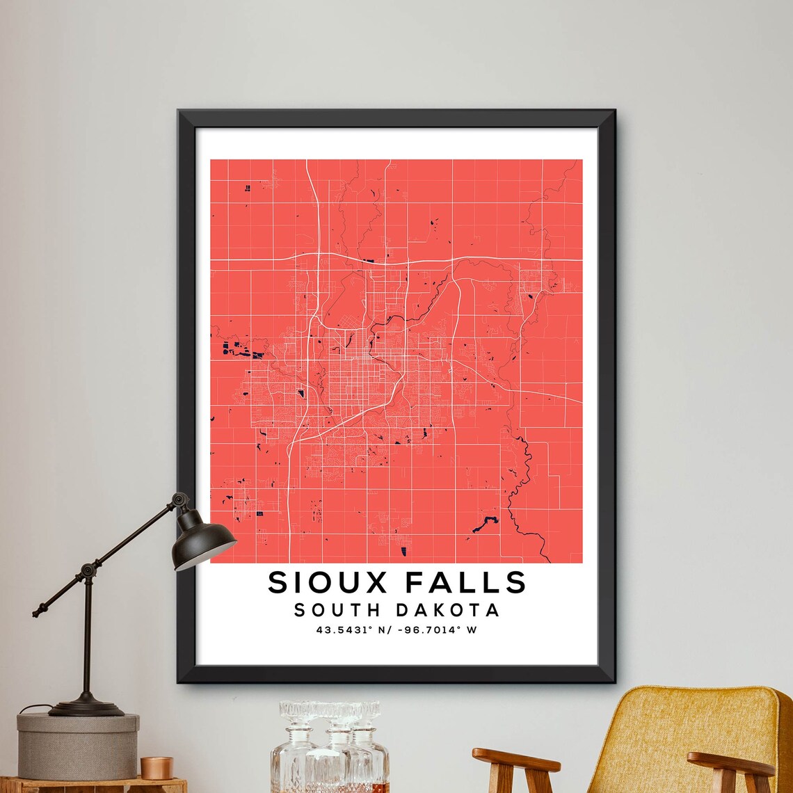 Map of Sioux Falls Sioux Falls Map Print Sioux Falls City | Etsy