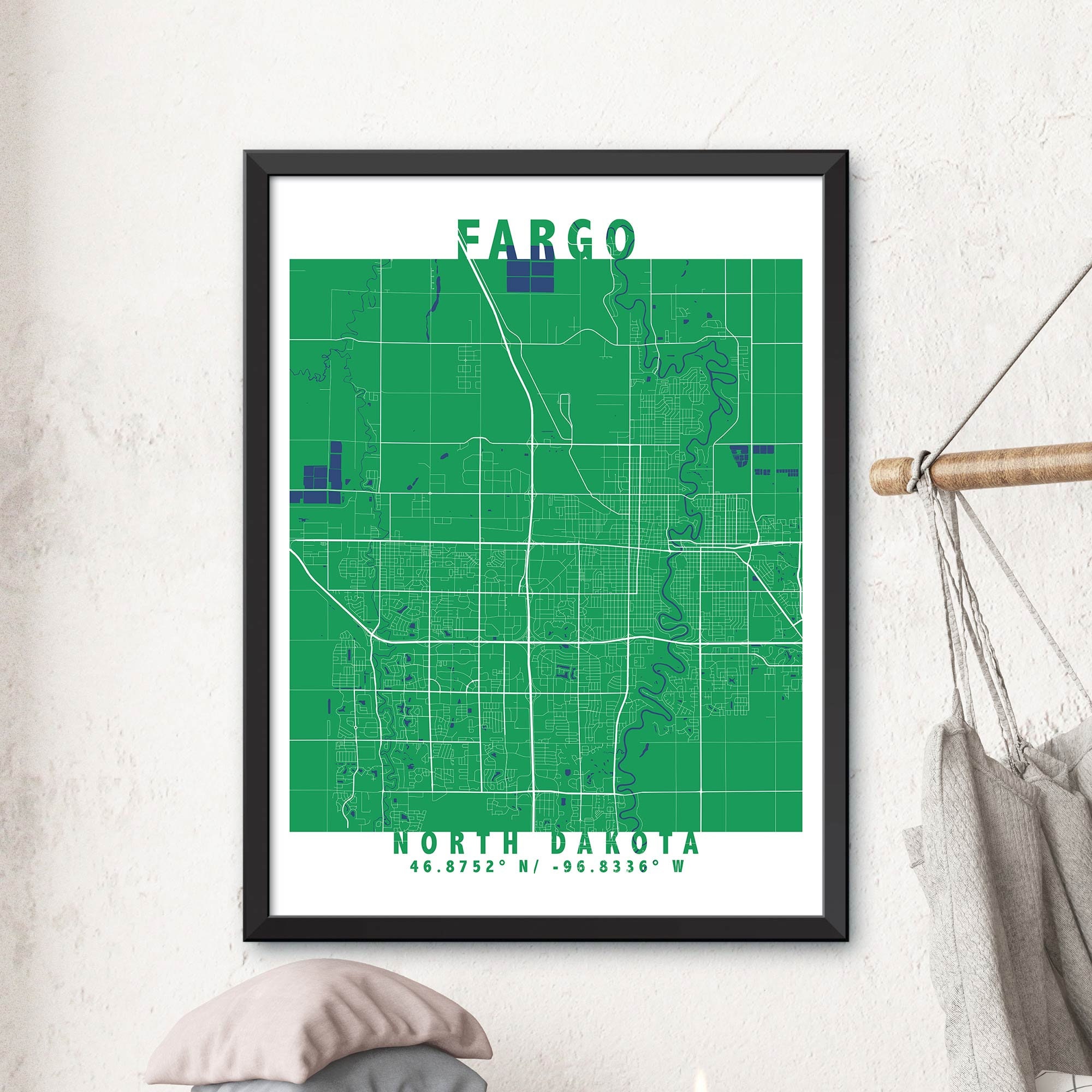 Karte von Fargo Fargo Karte Druck Fargo Stadt Poster | Etsy