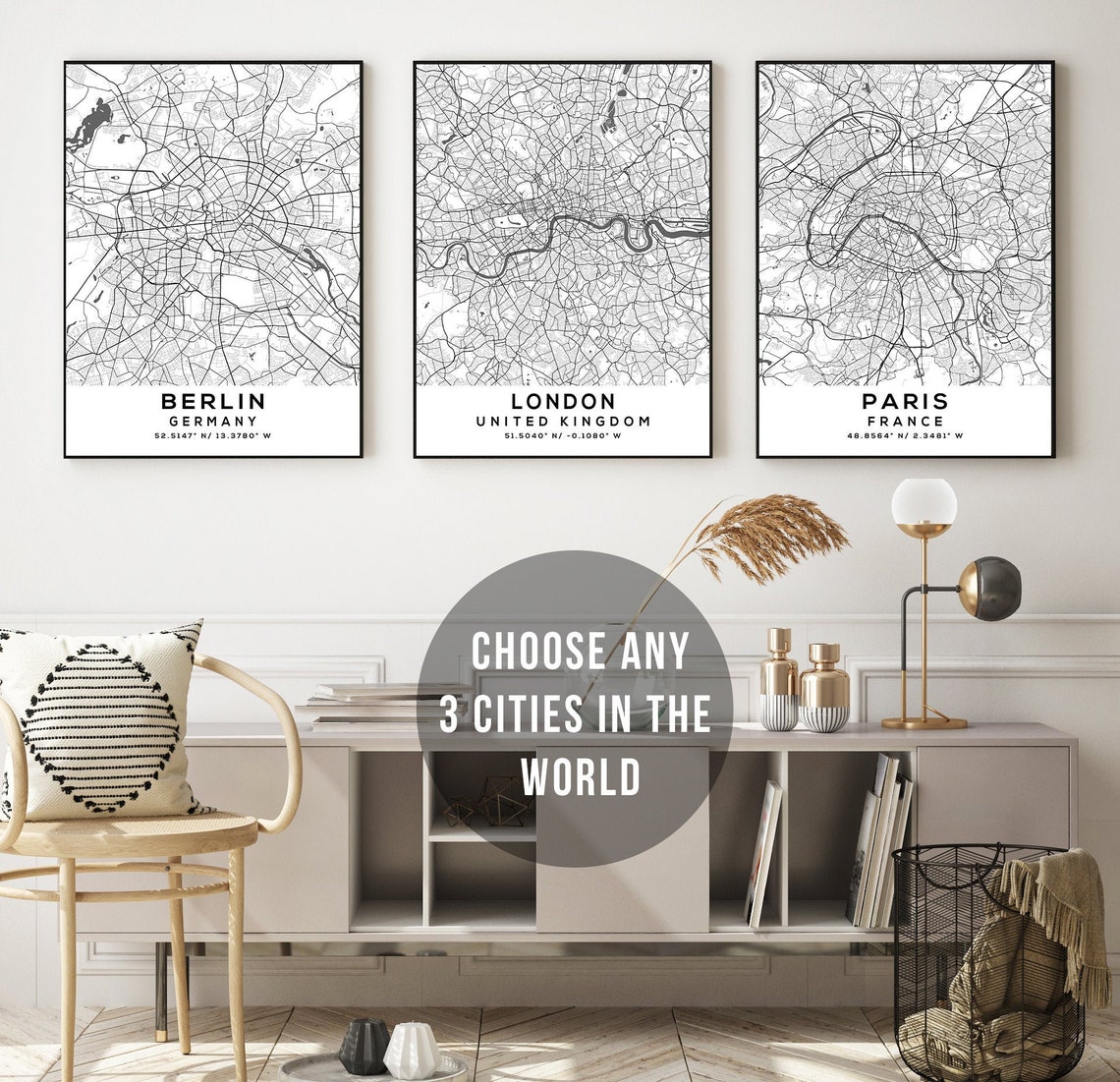 Personalized Map Print Set of 3 Map Prints Custom Map - Etsy