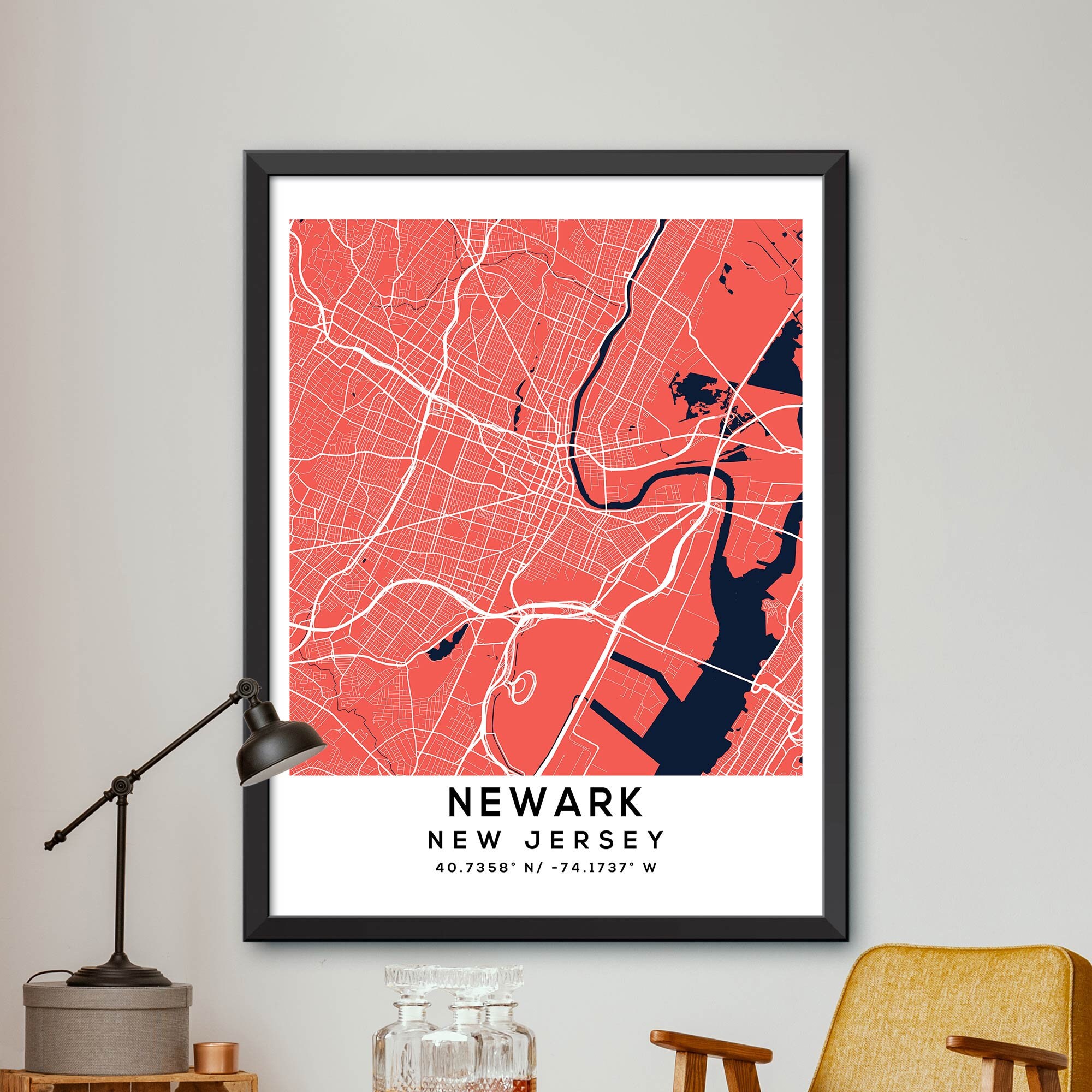 Map of Newark New Jersey Newark Map Print Newark City | Etsy