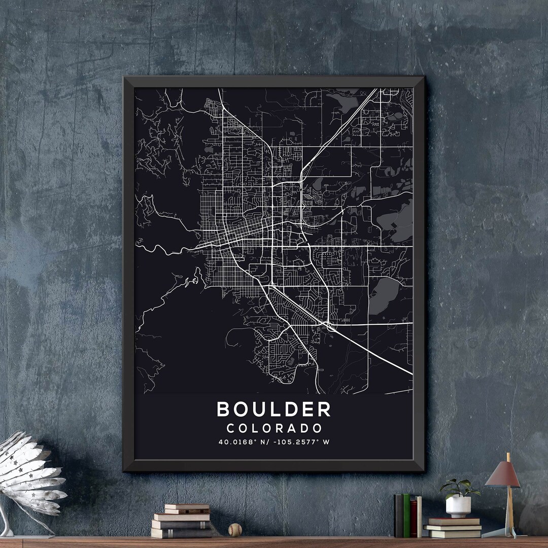 Boulder Map Print Boulder City Poster Vintage City Map Etsy