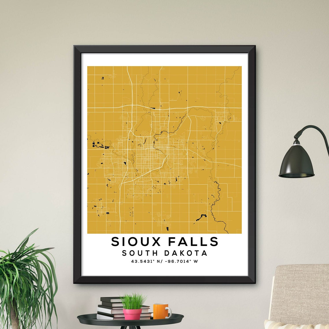Map of Sioux Falls Sioux Falls Map Print Sioux Falls City | Etsy