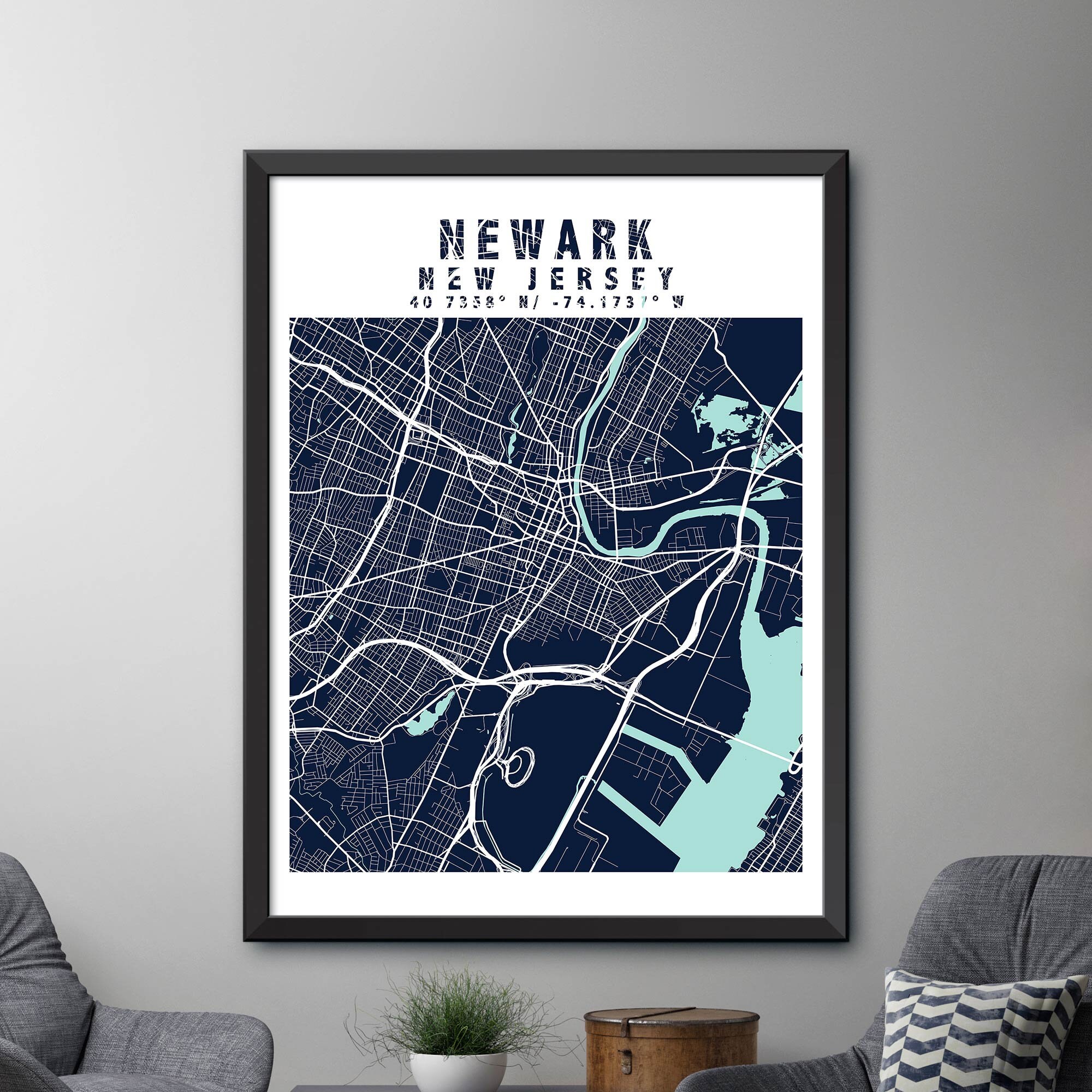 Map of Newark New Jersey Newark Map Print Newark City | Etsy