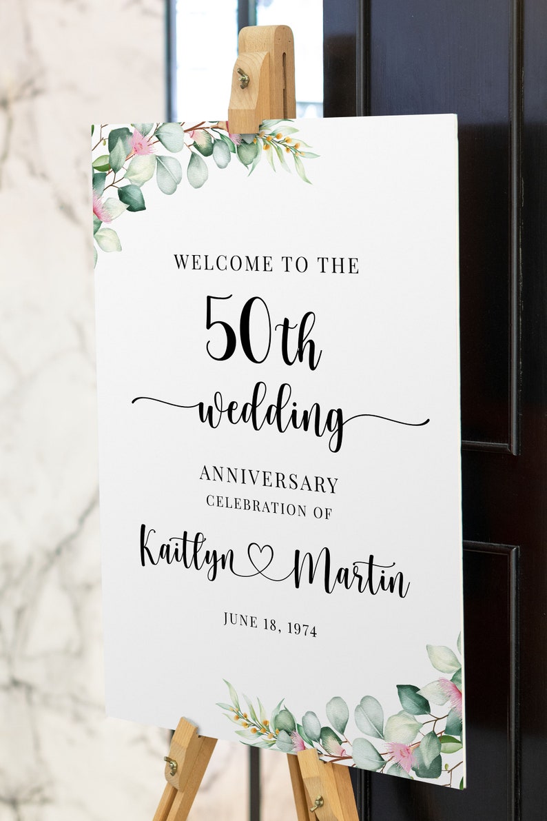 Elegant Personalized Anniversary Sign: Custom Wedding Celebration Decor ...