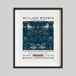 William Morris Print, Decoración de pared vintage, Póster de exposición, Arte de pared floral, Impresión de flores, Decoración del hogar, Patrón de pájaro