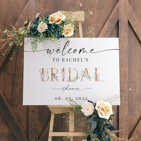Bridal Shower Welcome Sign – Personalized Elegant Bridal Shower Print – Wedding Celebration Decor – Custom Welcome Poster Sign