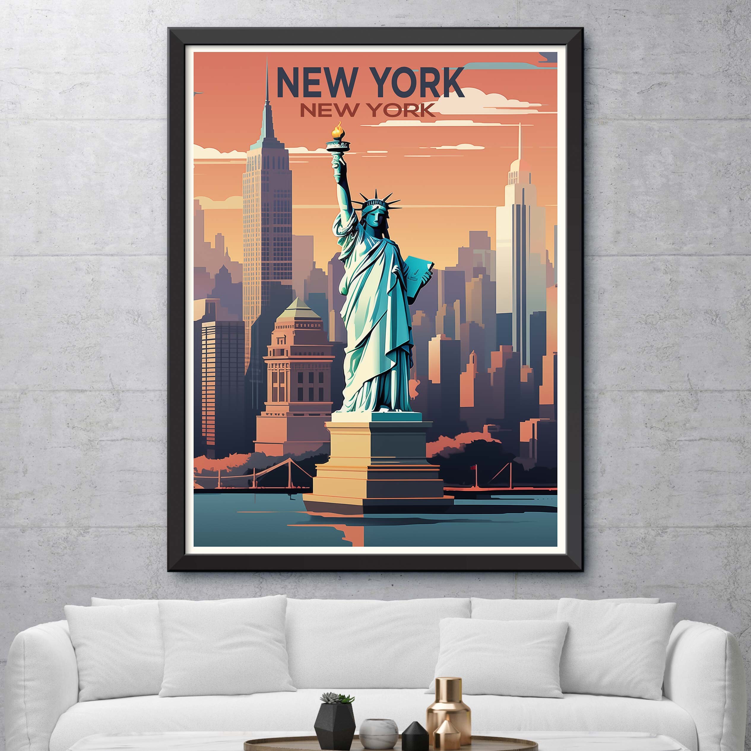 NYC Skyline Poster: New York City Illustration, Travel Art - Etsy