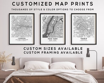 Maps Of Cities Framed Framed City Map | Etsy