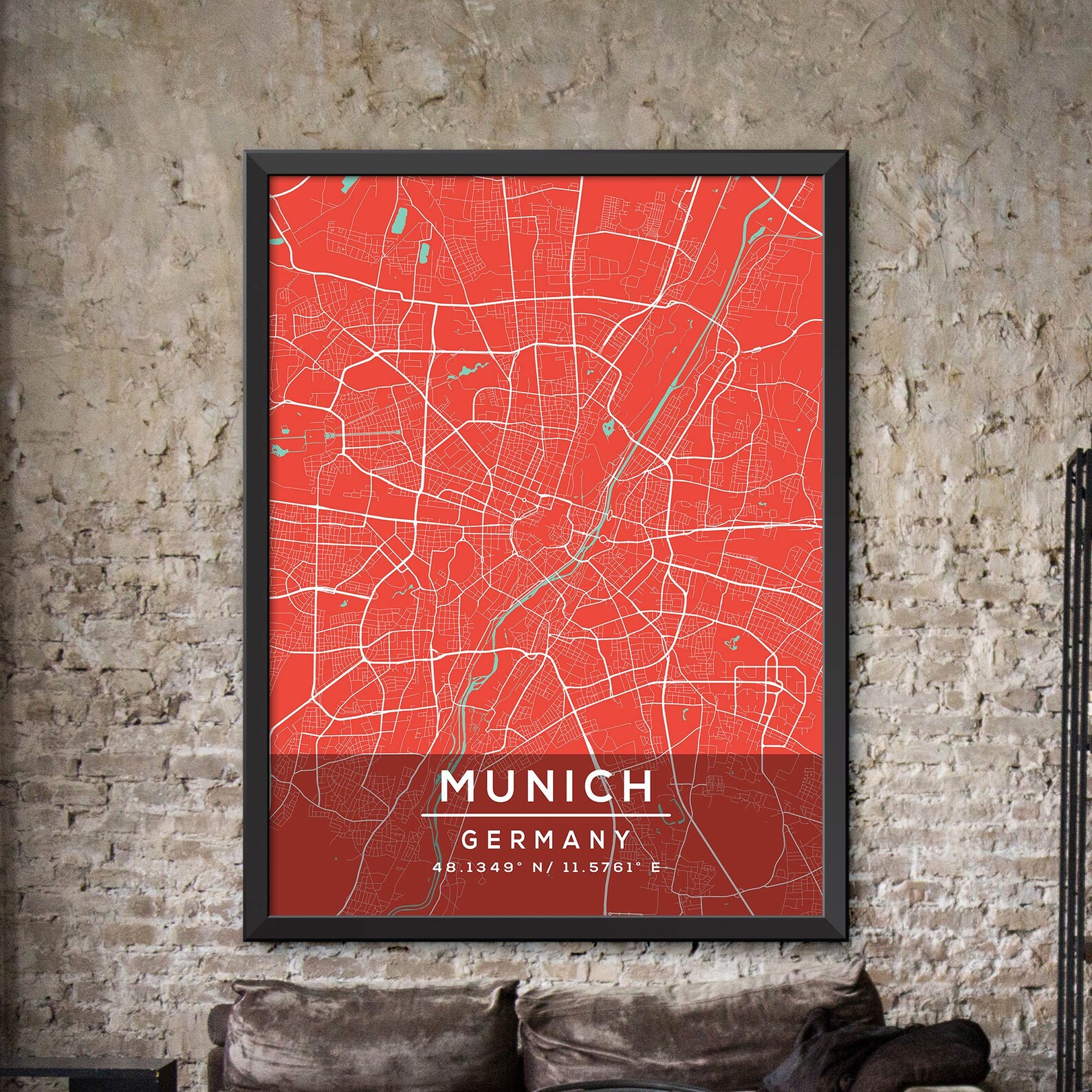 München Karte München Karte Druck München Stadt Poster | Etsy