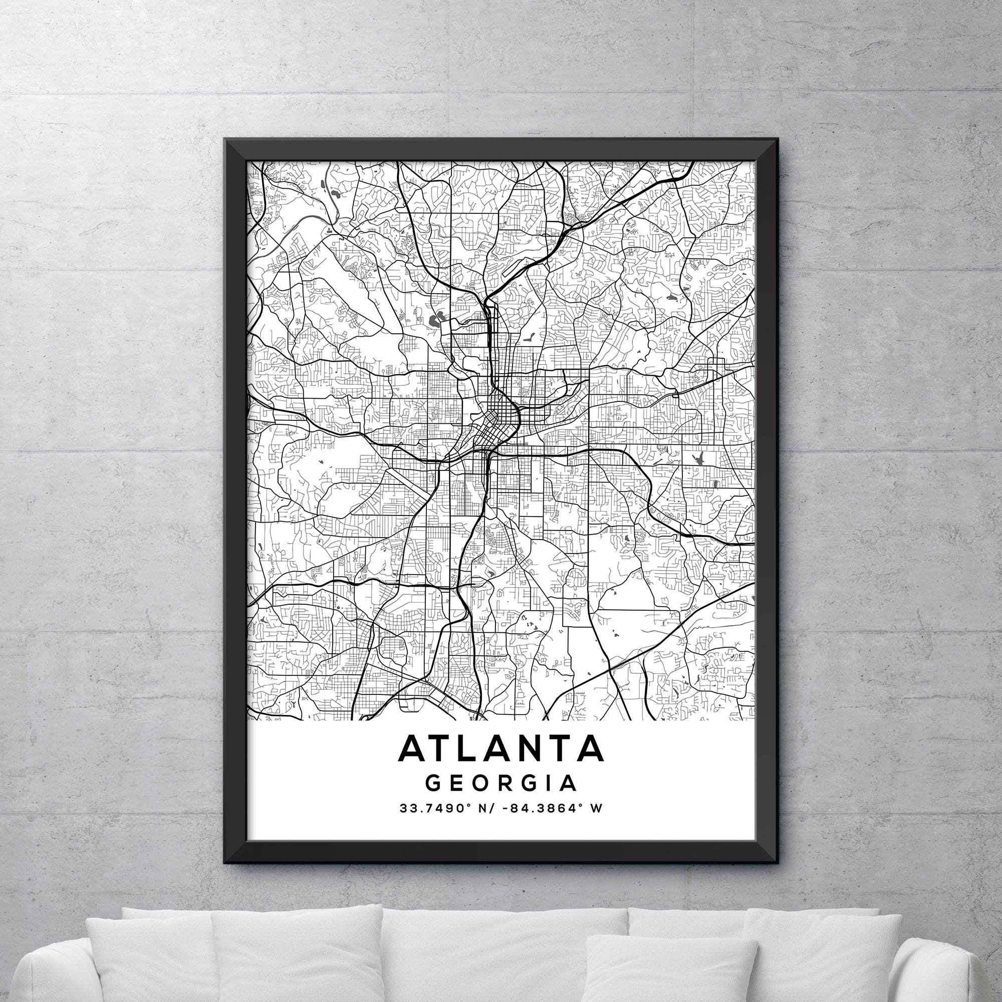 Atlanta Map Print Atlanta City Poster Vintage City Map | Etsy