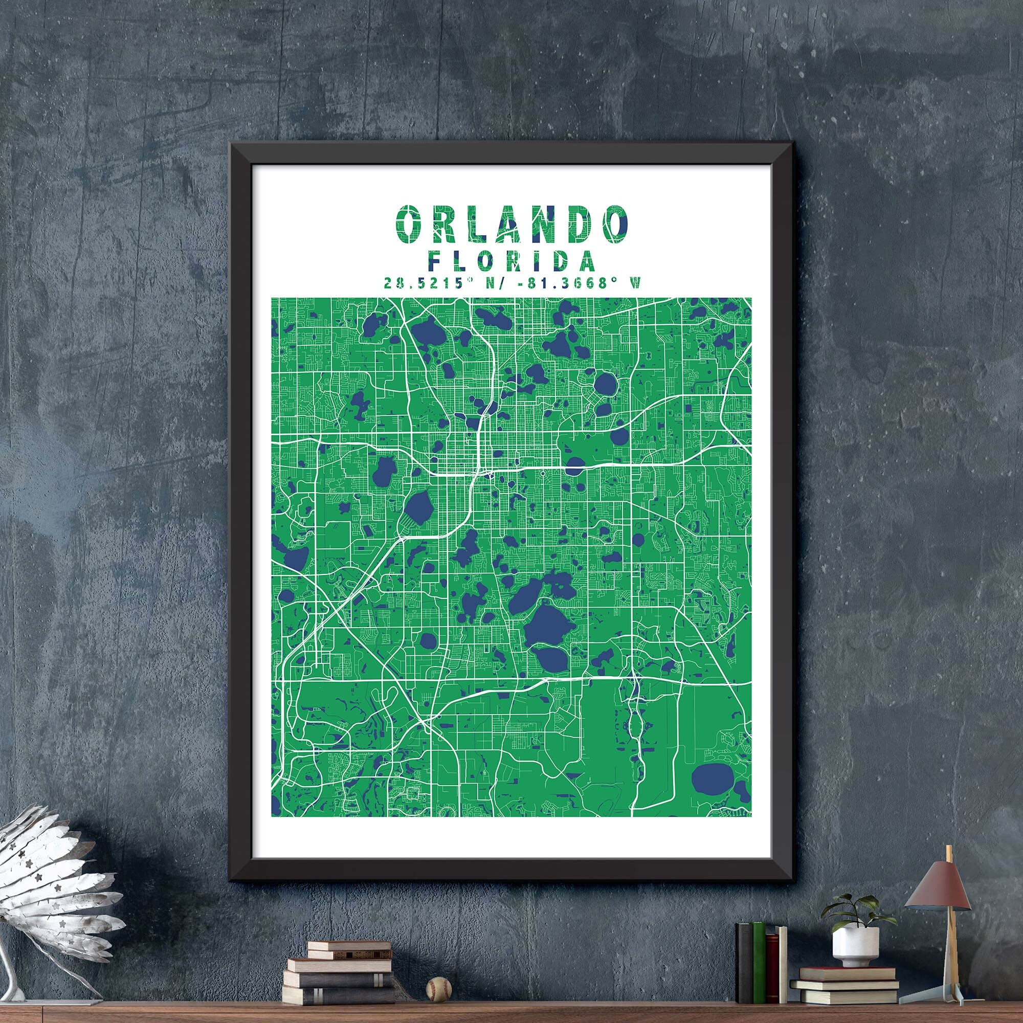 Map of Orlando Florida Orlando Map Print Orlando City | Etsy