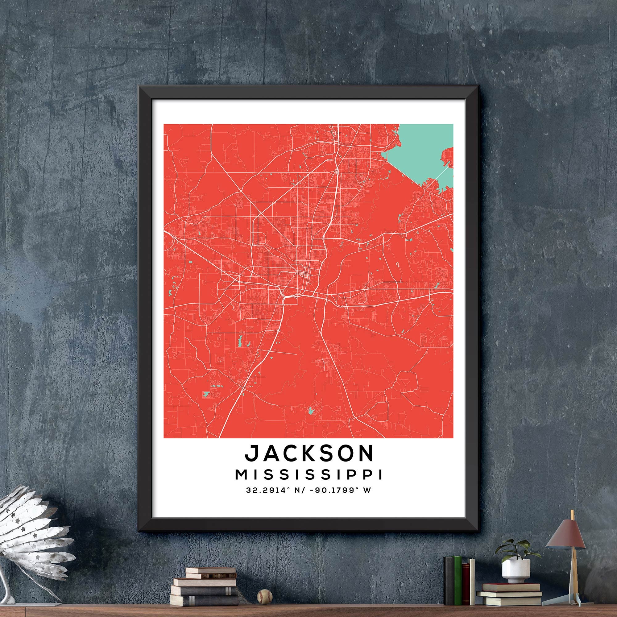 Map of Jackson Mississippi Jackson Map Print Jackson City Etsy