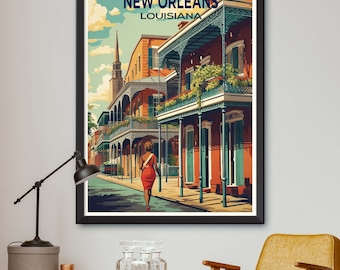 New Orleans Illustration Print: Louisiana Travel Poster