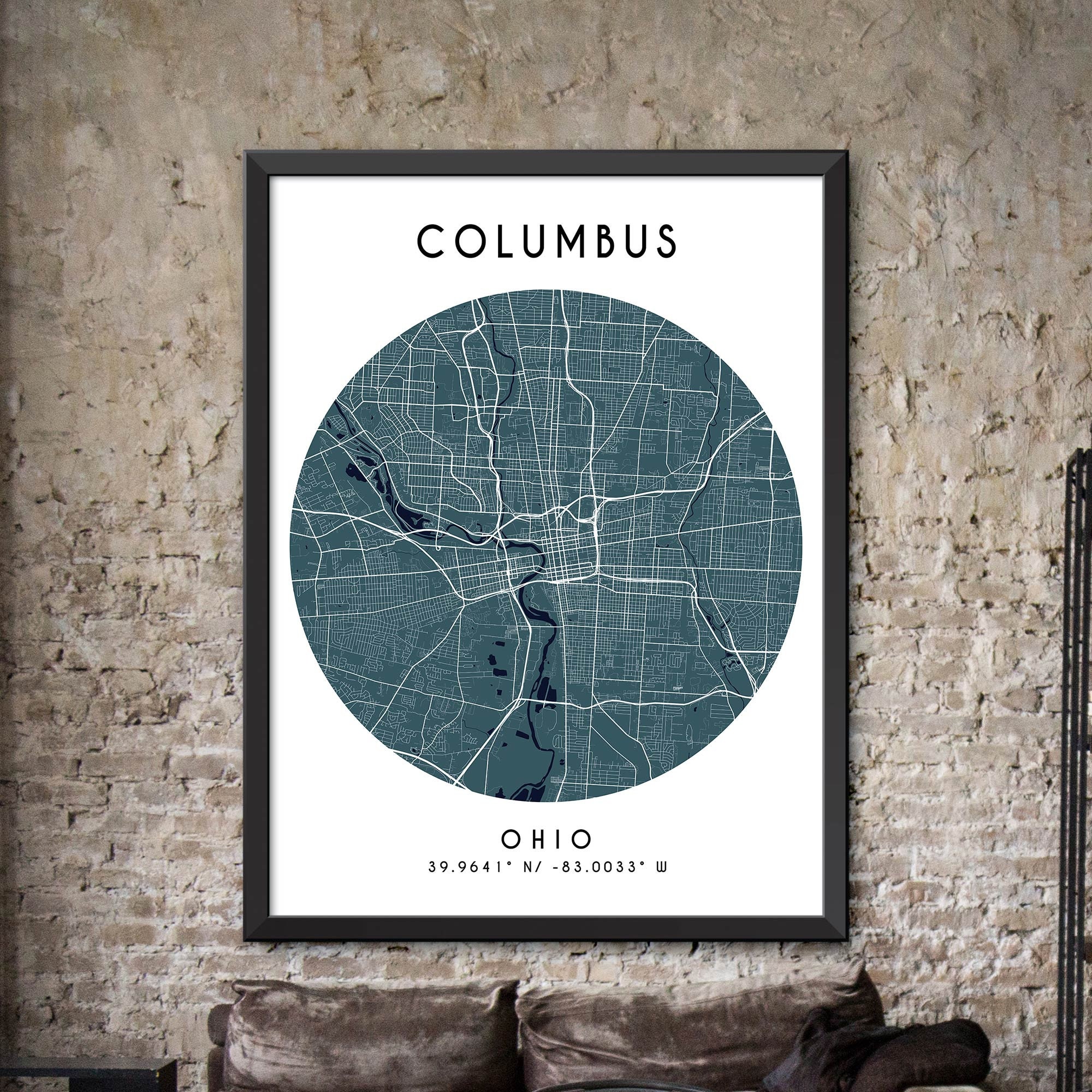 Columbus Karte Druck Columbus Stadt Poster Vintage | Etsy