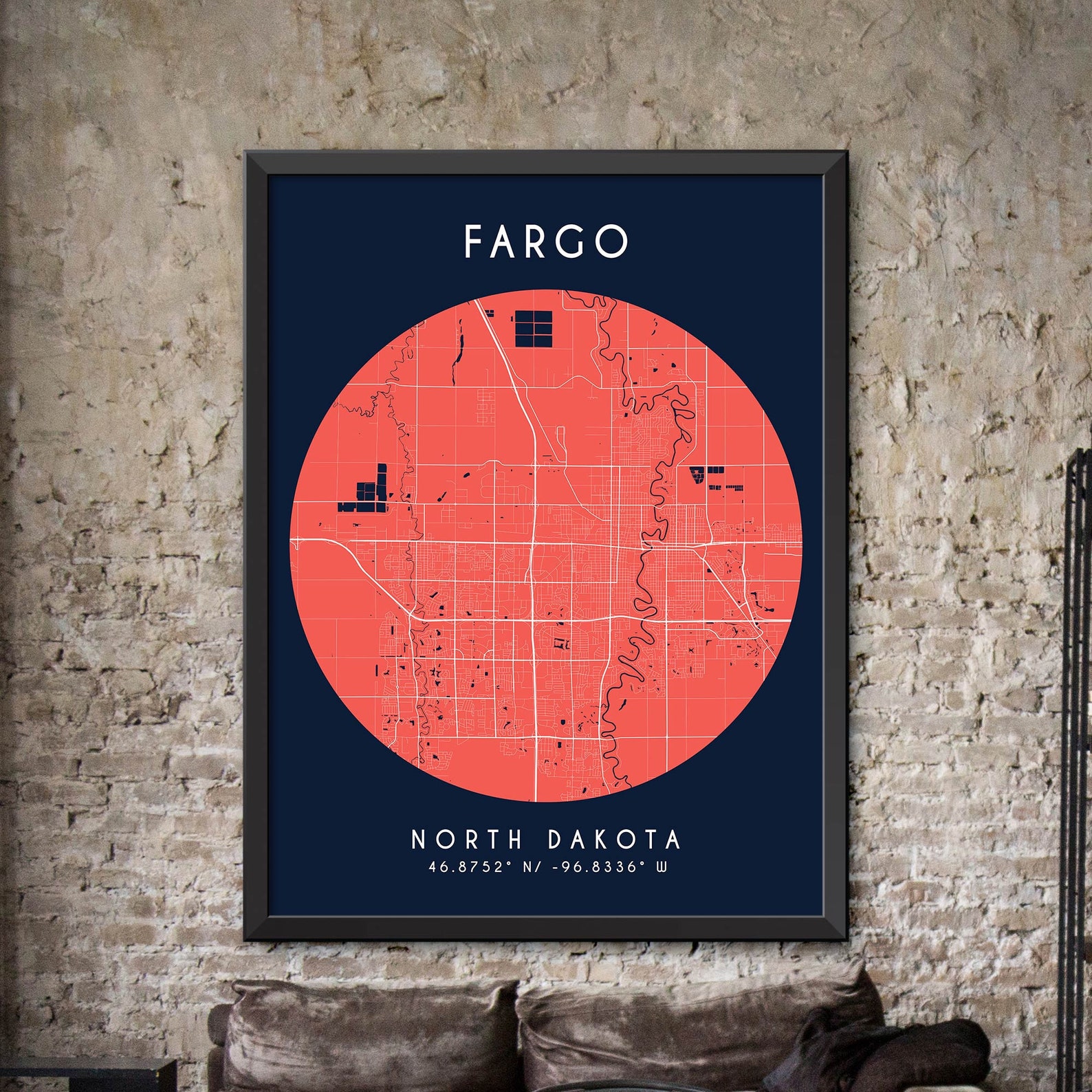 Fargo Karte Fargo Karte Druck Fargo Stadt Poster Vintage | Etsy