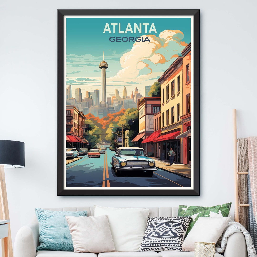 Atlanta Travel Print Wall Art Atlanta Wall Hanging Home Decor Gift Art